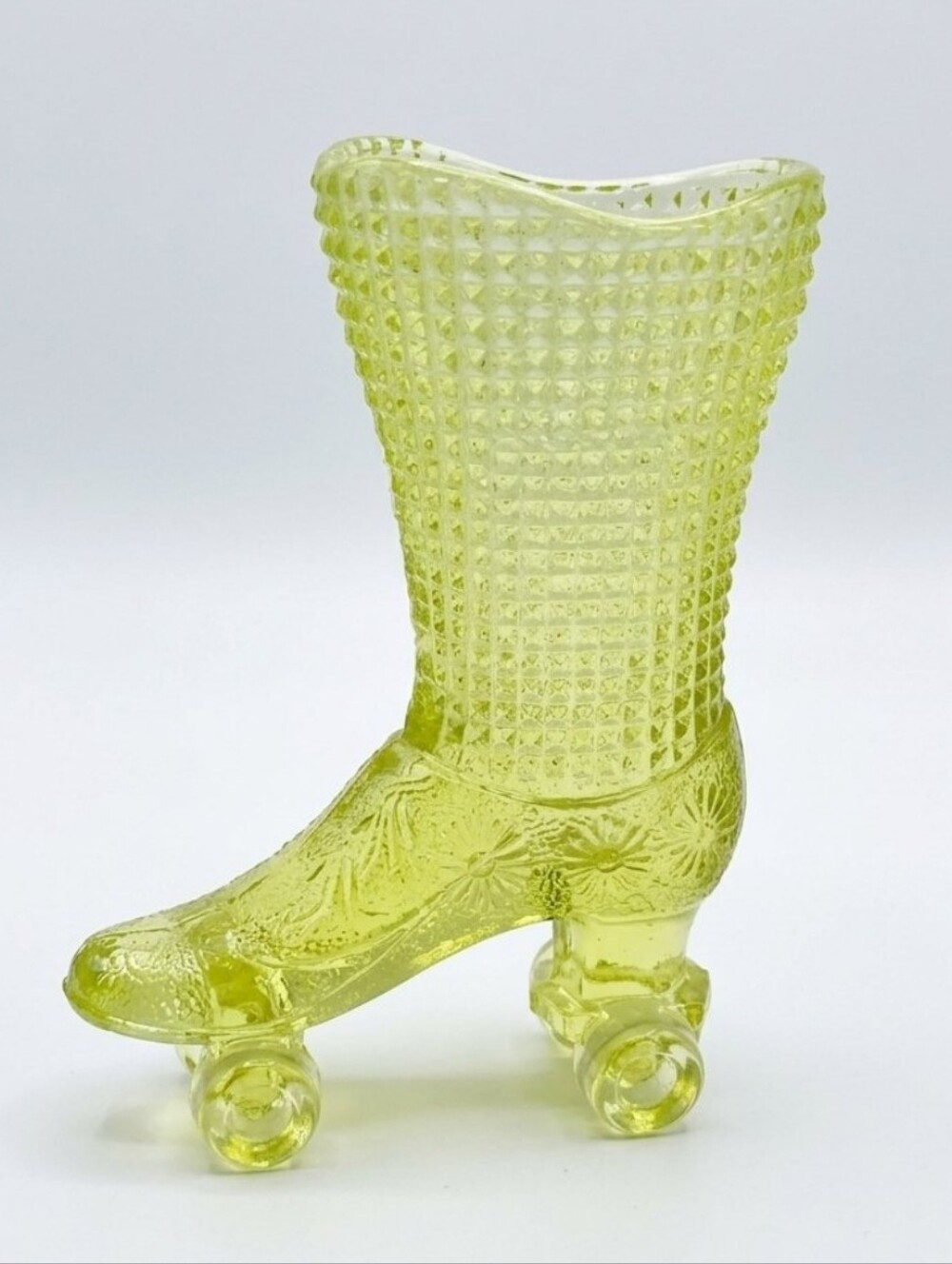 Vtg Boyd Uranium Glass Roller Skate Boot